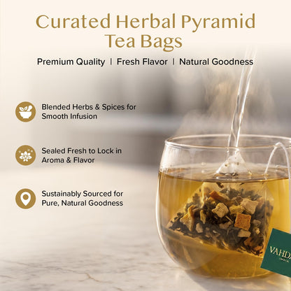 VAHDAM Lemon Ginger Green Teabags (100 Count) Zesty Blend Pyramid Teabags