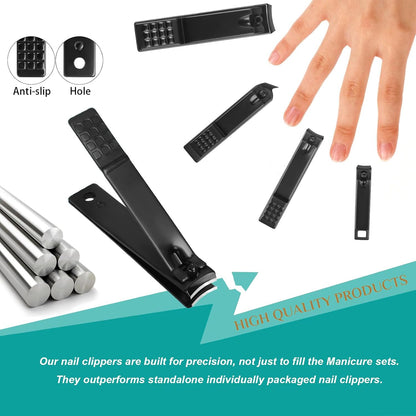 Nail Clippers Set, 26 Piece Manicure Set & Pedicure Kit, Stainless Steel Fingernail & Toenail Clipper Cutters, Professional Nail Care Tools with Luxurious Travel Case for Men and Women, Black