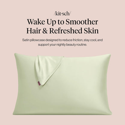 Kitsch Satin Pillowcase with Zipper for Hair & Skin - Softer Than Silk Pillow Cases, Smooth Cooling Satin Pillow Case, Wrinkle-Free, Machine Washable - Pillow Cases Standard Size (19x26) - Blush