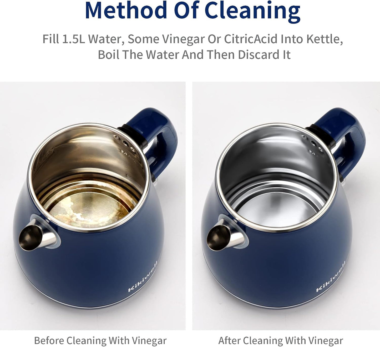 1.8L Blue Electric Kettles Stainless Steel, Double Wall
