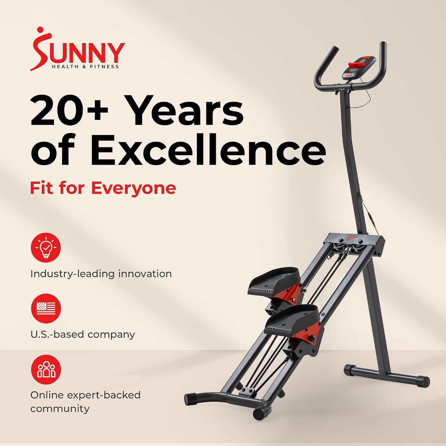 Sunny Health & Fitness Foldable Stair Climber with Extended Step Range