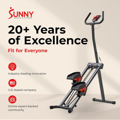 Sunny Health & Fitness Foldable Stair Climber with Extended Step Range