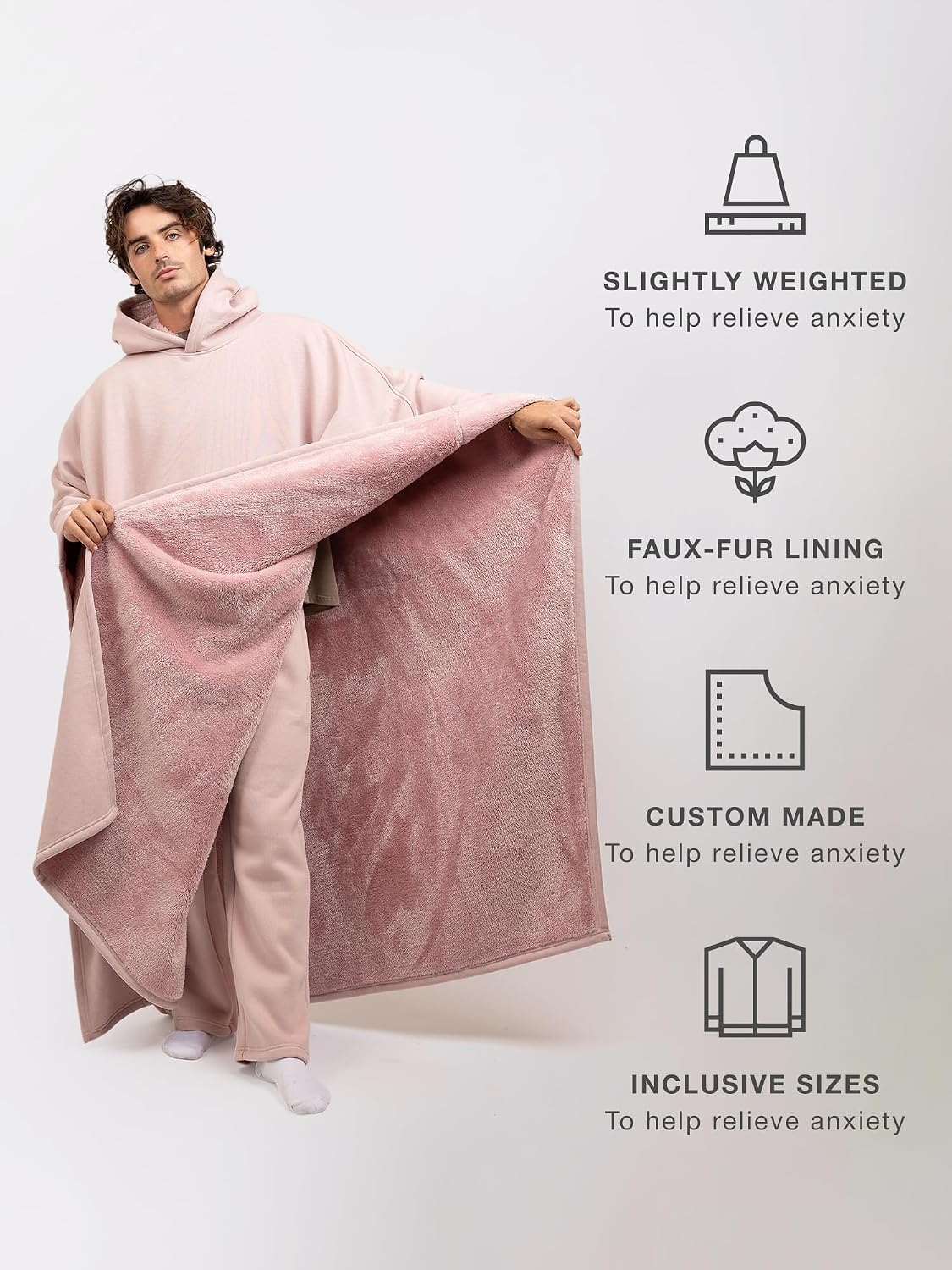 FREE THE SHEEP Eden Hoodie – Oversized Weighted Hoodie Cloak with Ultra-Soft Faux Fur Liner