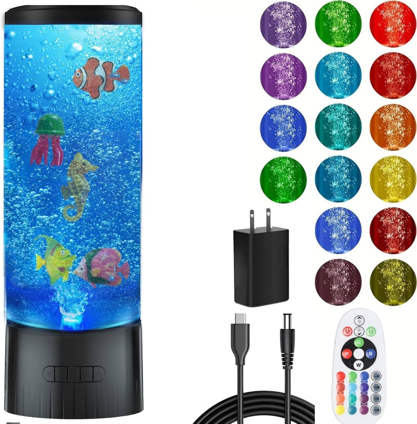 COLORLIFE Sensory Bubble Tube Table Lamp – Extra Large 5.5-Inch Diameter, Calming Aquarium Effect with Lifelike Fish, Ideal Gift for Autism & Anxiety Relief, Kids Room, Sensory Room, Bedroom, Office