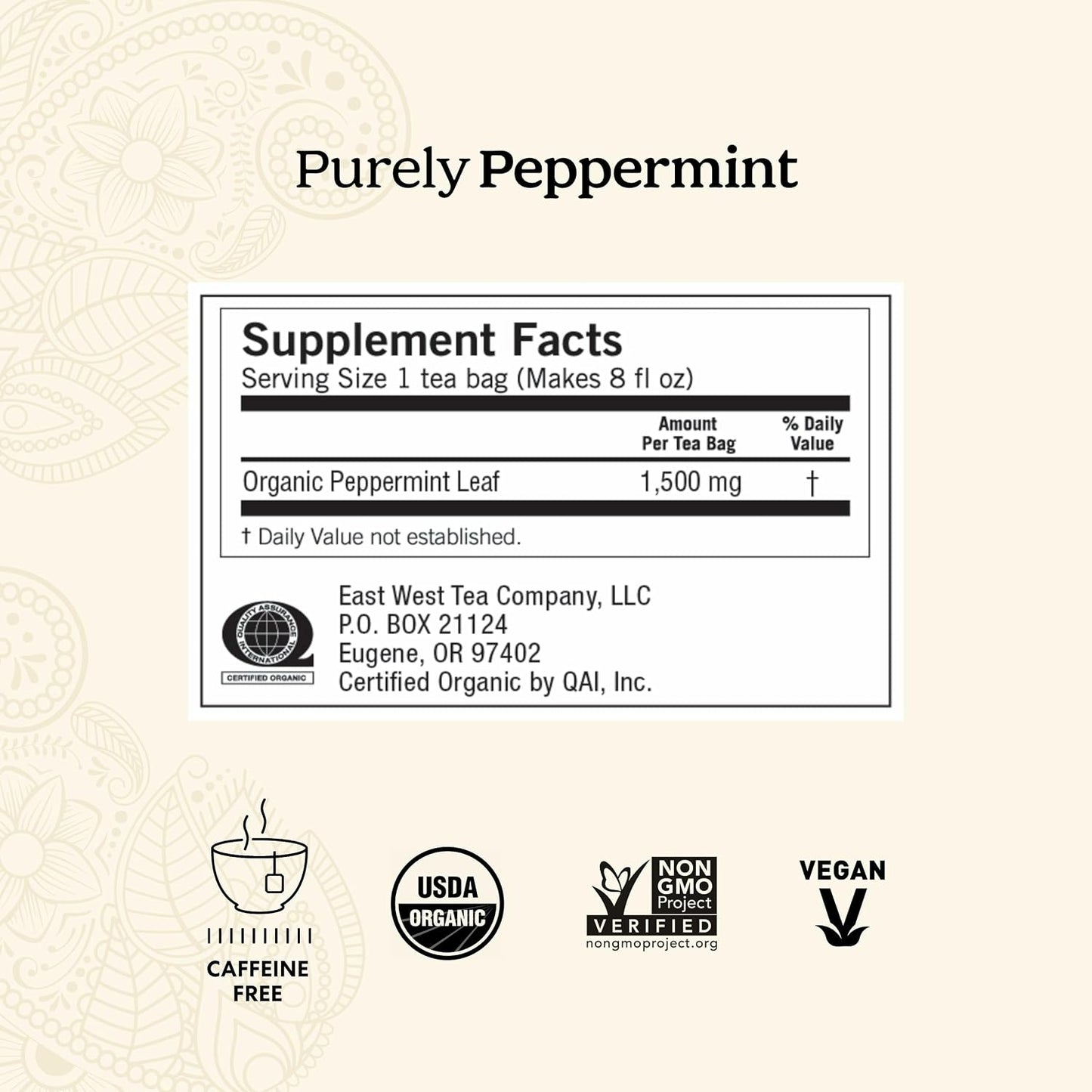 Yogi Tea Purely Peppermint - 16 Bags per Pack (4 Packs) - Caffeine-Free, Organic Peppermint Tea Bags - Offers Digestive Support - Made from Organic Peppermint Leaves