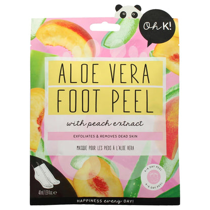 Oh K! Foot Peel Mask - Pomegranate - Foot Peeling Mask for Dry Feet and Cracked Heels - Feet Exfoliant with Pomegranate and Coconut Oil - 1 Pair