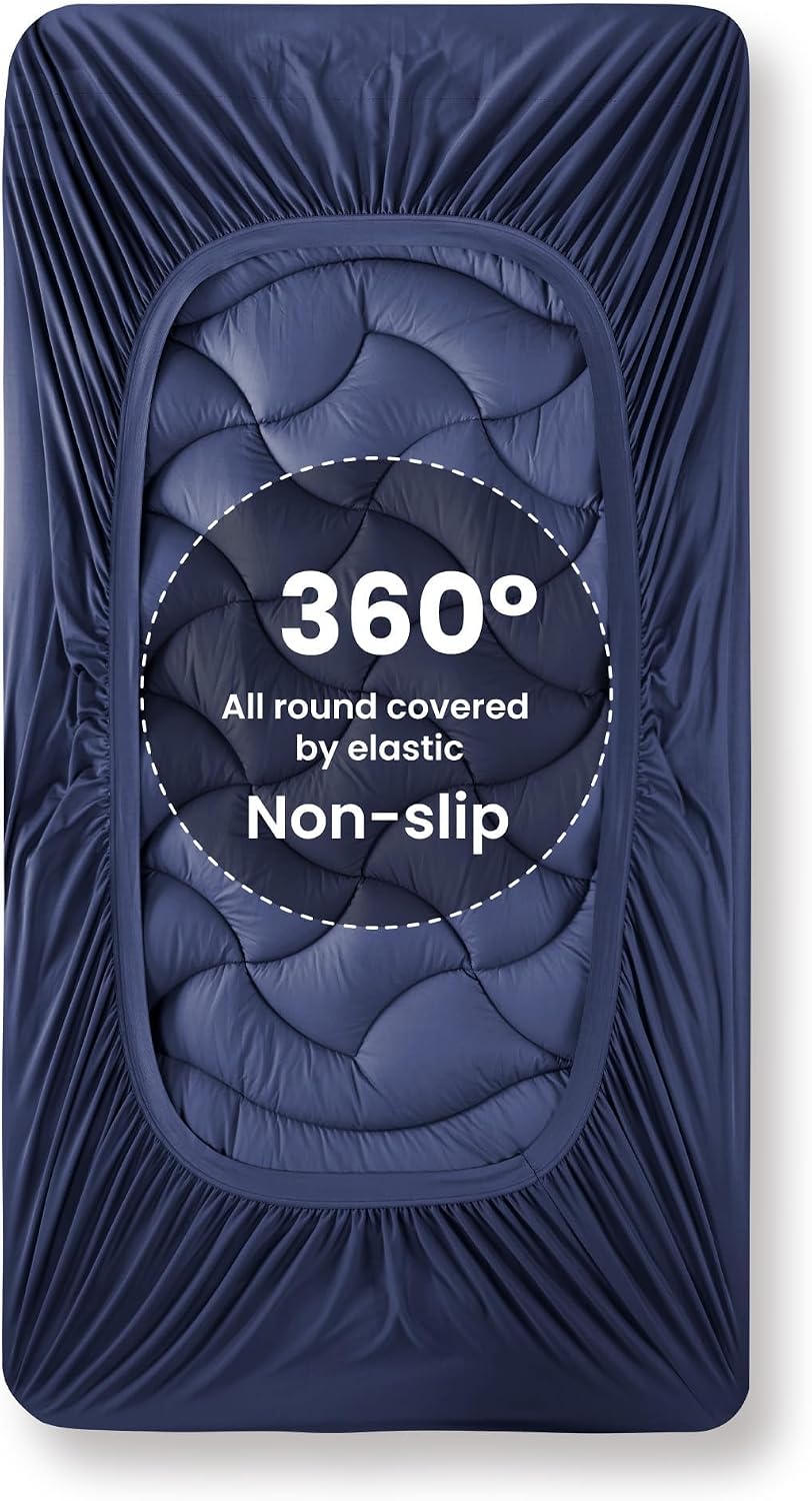SLEEP ZONE Cooling Queen Mattress Topper, Premium Zoned Cool Mattress Pad Cover, Padded Mattress Protector Breathable Washable, Deep Pocket 8-21" (Grey, Queen)