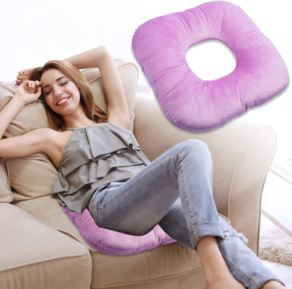 Stuffed Donut Pillow Seat Cushion | for Tailbone and Coccyx Pain, Hemorrhoids, Bed Sores, Pregnancy, Prostate, Surgery Recovery, Sitting Pressure Relief, for Home, Office and Car (Grey)