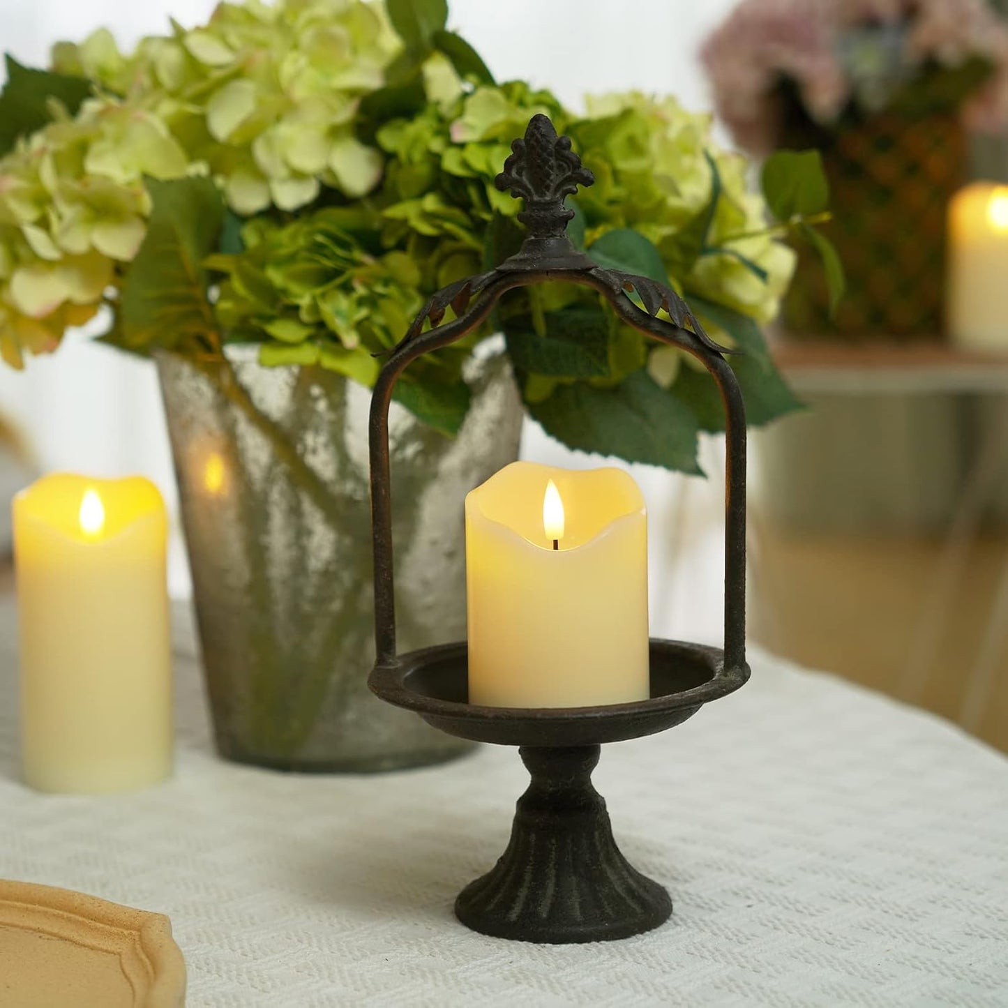 Homemory 6"x3" Outdoor Waterproof Flameless Candles, LED Candles, Battery Operated Candles with Remote and Timers, Electric Fake Plastic Pillar Candles, Ivory White, Set of 2