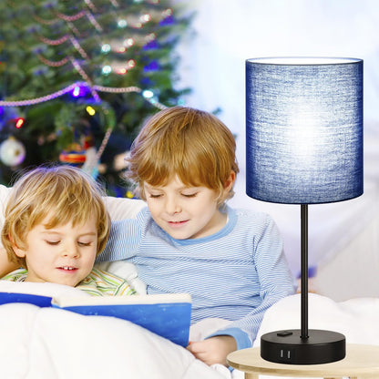 Set of 2 Touch Control Table Lamps with 2 USB & AC Outlet, 3-Way Dimmable Bedside Nightstand Lamps for Bedroom Living Room Nursery, 800 Lumens 5000K Daylight Bulbs Included
