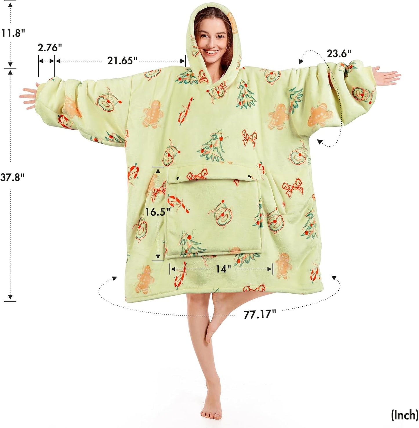 Narecte Cozy Oversized Blanket Hoodie Wearable Blanket Adults Soft Hooded Blanket Hoodie Birthday Gifts for Women Christmas - Colors B