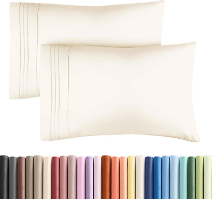 Standard Pillow Cases Set of 10 - Ultra Soft Hotel Quality Pillowcase Covers - Comfy, Cozy & Wrinkle Free - Shrink, Stain and Fade Resistant - Machine Washable Pillow Protectors - 10 Pcs Set - White - Colors B