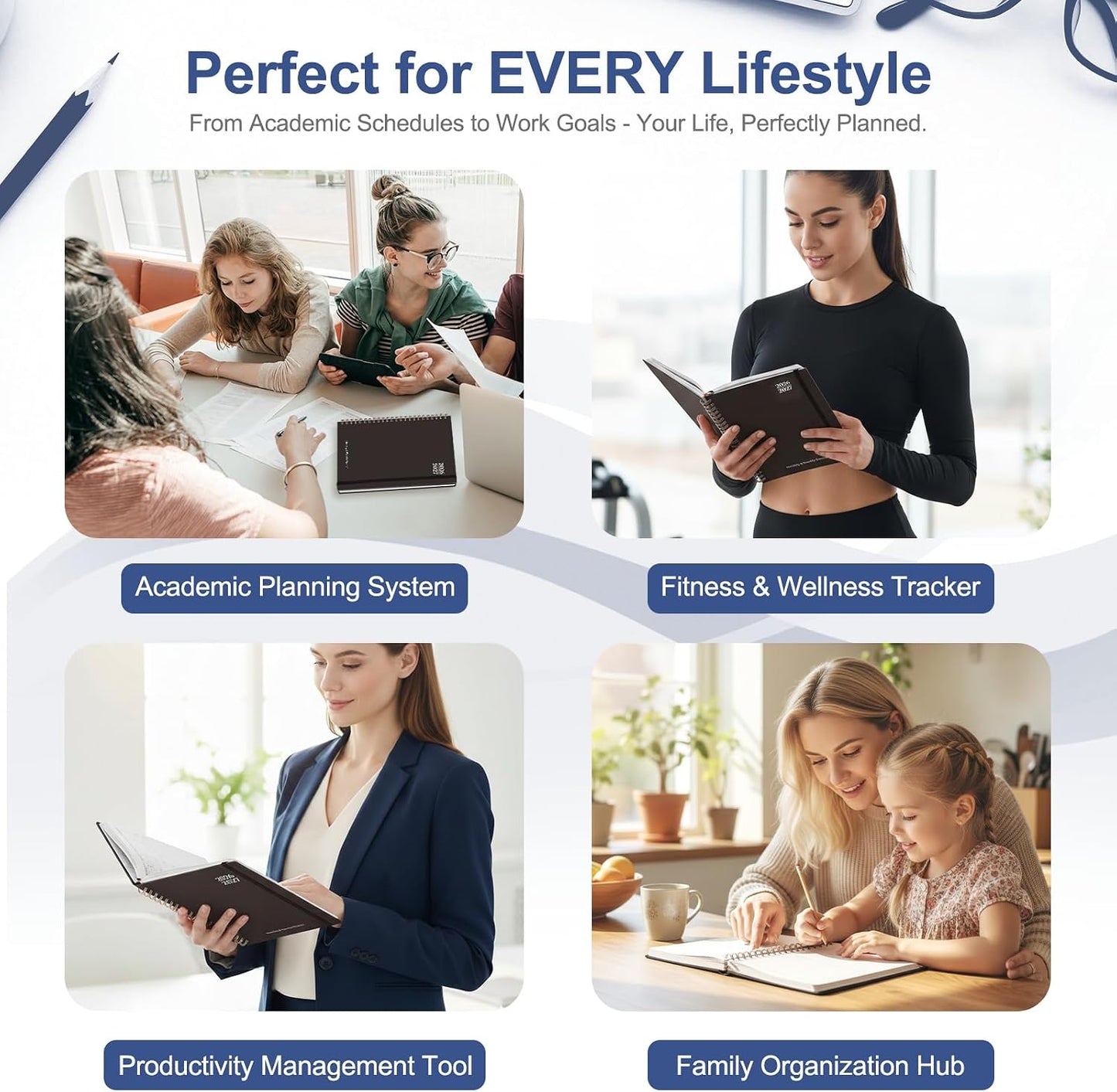 Planner 2026-2027, Weekly and Monthly Calendar Planner, JUL 2026 - JUN 2027 | A5(6.3'' x 8.5''), Hardcover, Agenda Book, Sprial Bound, Inner Pocket, Office and School Use