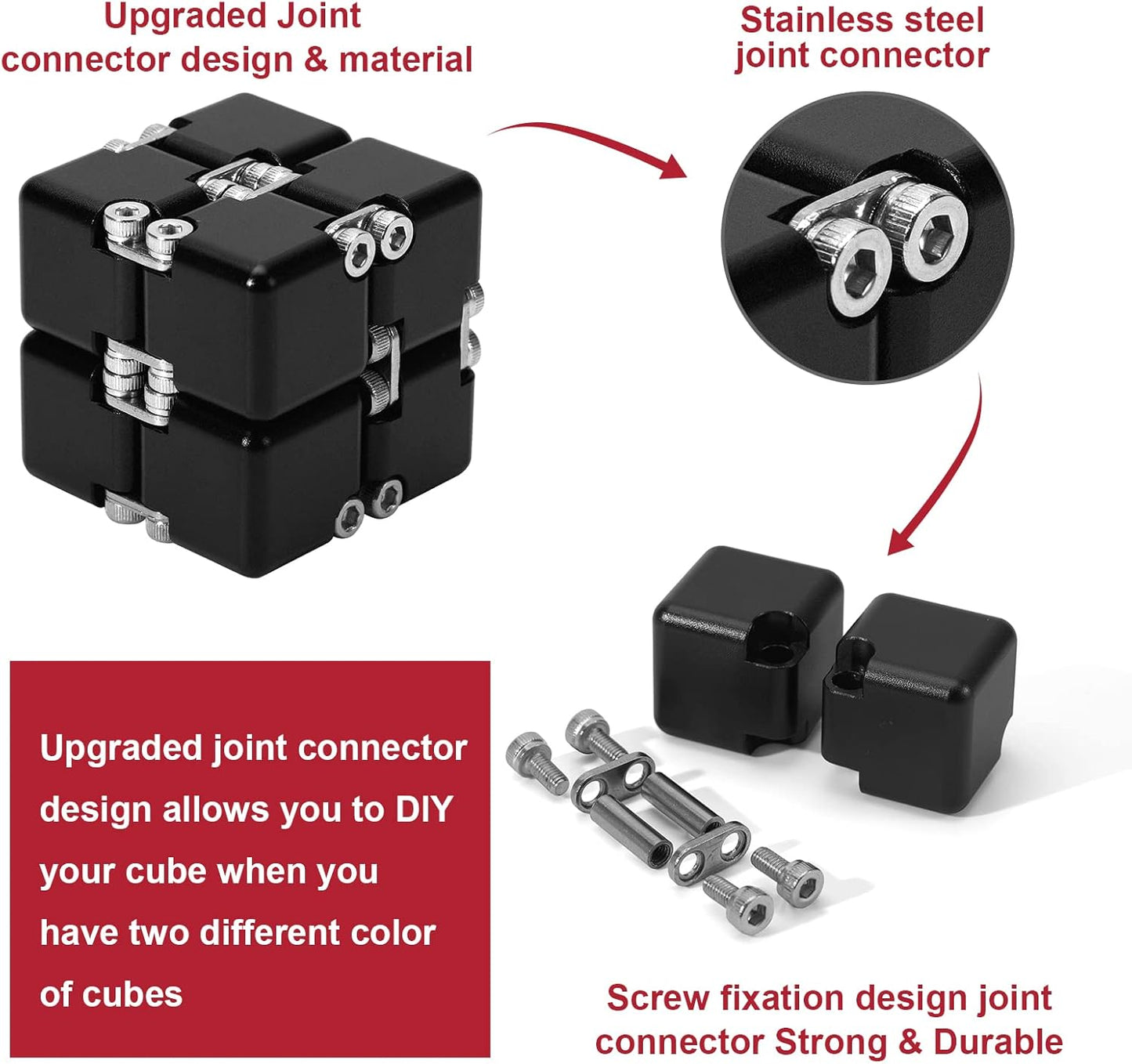 Lifidea Aluminum Alloy Metal Infinity Cube Fidget Cube (6 Colors) Handheld Fidget Toy Desk Toy with Cool Case Infinity Magic Cube Relieve Stress Anxiety ADHD OCD for Kids and Adults (Blue)
