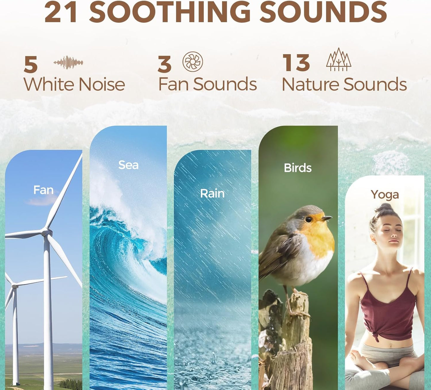 ANJANK White Noise Sound Machine Alarm Clock with Bluetooth Speaker, 21 Relaxing Sounds, 7 Night Lights,0-100% Dimmer/Sleep Timer/30-Level Volume Control,Sound Machine for Kids Adults Sleeping,Bedroom