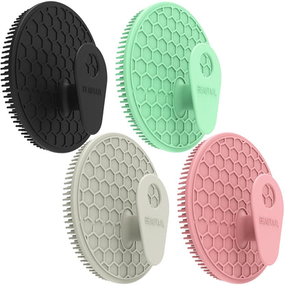 Silicone Body and Face Scrubber Set 5 Pack, BEAUTAIL Shower Bath Scrubber, Gentle Exfoliating Brush for Women Men Sensitive Skin, More Hygienic Than Traditional Loofah, Long Lasting, Black+Pink+Green