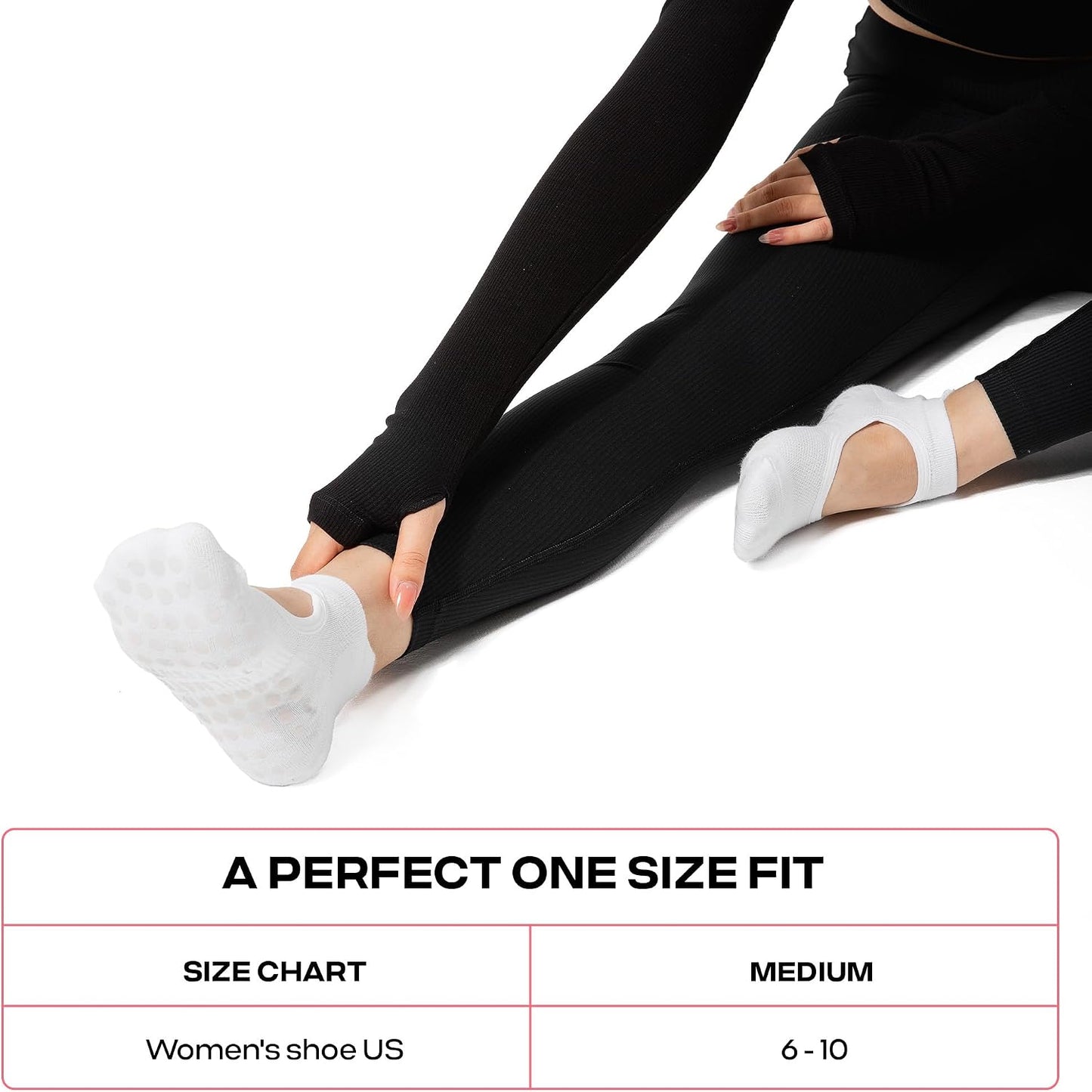 COOLMATE Pilates Socks with Grips for Women, Yoga Socks, Crew Non Slip Women for Barre, Pilates Gifts for Women - Colors A