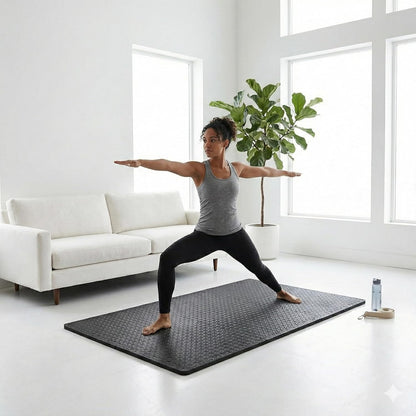 BalanceFrom Puzzle Exercise Mat 1/2" Thick, EVA Interlocking Foam Floor | Tiles for Home Gym, Mat for Home Workout Equipment, Floor Padding for Kids, Black, 24 in x 24 in x 1/2 in, 144 Sq Ft-36 Tiles