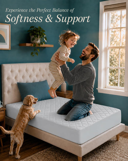 Queen Mattress Pad, Quilted Mattress Protector Topper fits 16" Deep Pocket