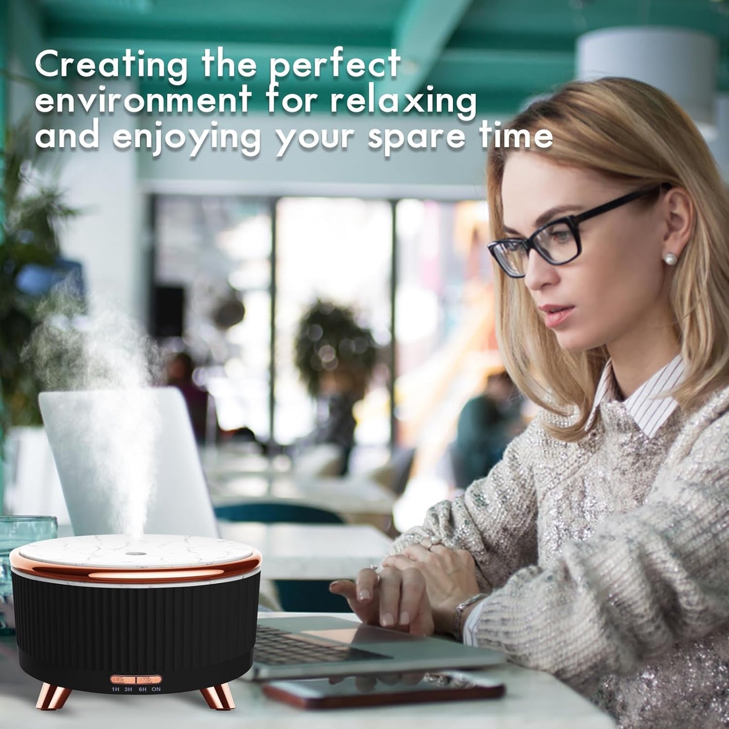 Diffusers for Essential Oils Large Room, 500ml Aromatherapy Diffuser Cool Mist Humidifier with Remote Control,7 Colors Lights & 5 Mist Mode Waterless Auto Off for Women Office Home