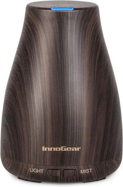 InnoGear Essential Oil Diffuser, Ultrasonic Diffusers for Home Aromatherapy Humidifier for Bedroom Room 7 Colors LED 2 Mist Mode Auto Off, Basic White