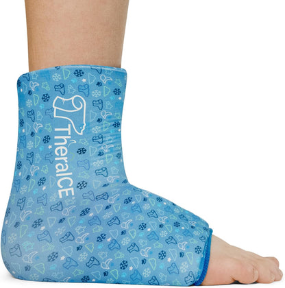 TheraICE Ankle Ice Pack Wrap for Swelling & Sprained Ankle Brace for Women Men, Cold Therapy Foot Heel Spur Support Compression Socks, Plantar Fasciitis & Achilles Tendonitis Sore Feet Pain Relief