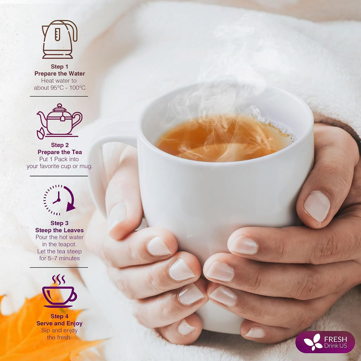 FreshDrinkUS, Vitality Balance Tea Bags | 30 Count | Herbal Blend with Gymnema, Milk Thistle Seed, Fenugreek, Dandelion Root, Ginger, Orange Peel & Other Herbs – 100% Natural, Caffeine-Free Herbal Tea