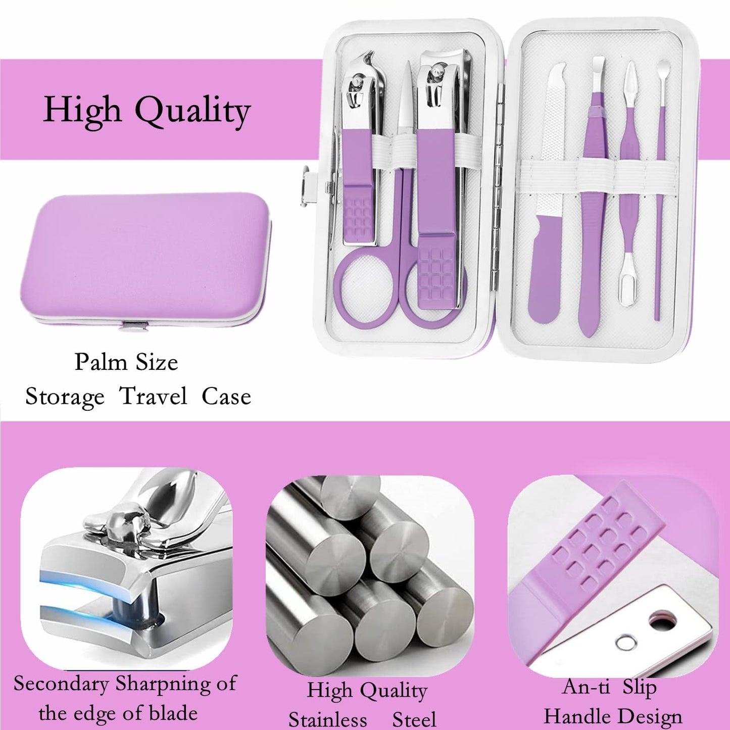 Manicure Set Men Finger and Toe Nail Clippers Set Professional Manicure Pedicure Kit with Travel Case Personal Care Tools Accessories Nail Grooming Kit Gifts for Men Women Father Mother