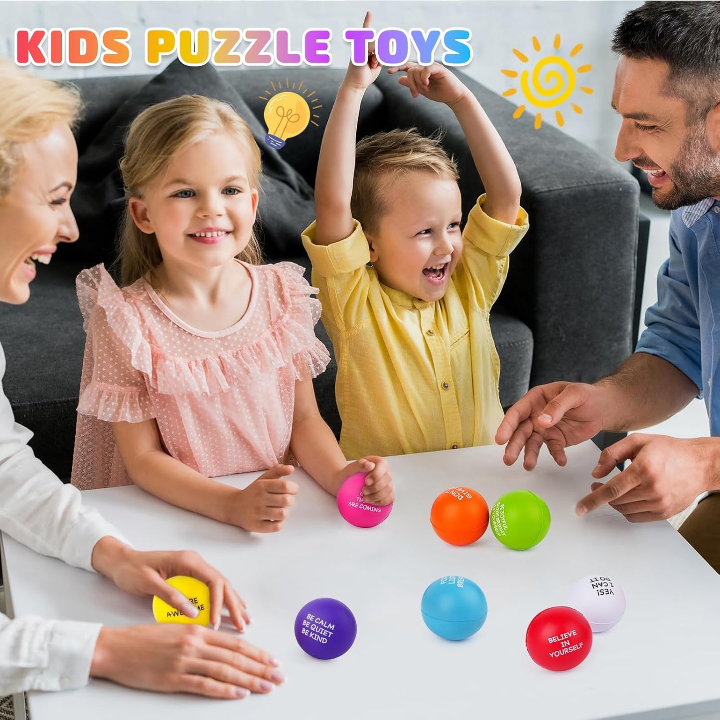 SHQDD Stress Balls for Adults, 8PCS Foam Stress Relief Toys for Kids & Adults, Bulk Squeeze Balls for Office Relief Employee Appreciation, Classroom Prizes, Student Gifts, Perfect Party Favors