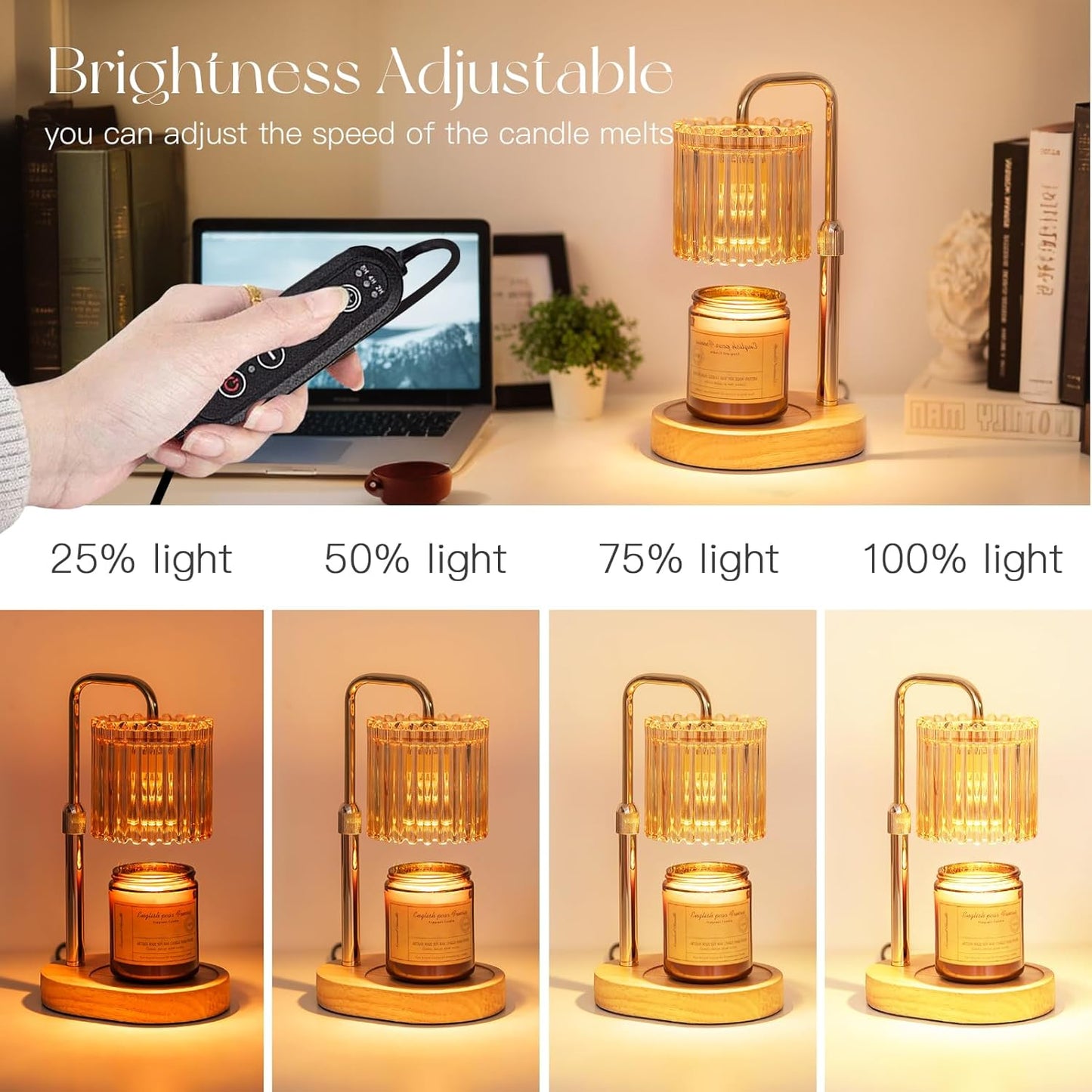 Candeldo Candle Warmer Lamp with Timer: Black Candle Warming Lamp Height Adjustable Wax Melt Warmer Dimmable Modern Farmhouse New Home Bedroom Decor Mothers Day Housewarming Gift for Women