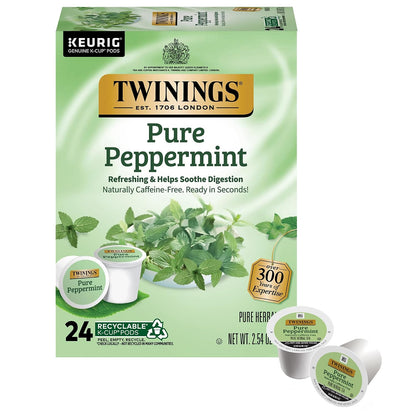 Twinings Pure Peppermint Herbal Tea K-Cups for Keurig, 24 CT Box (1 Pack)