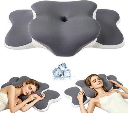 Ergo Pillow for Sleep Apnea, Neck Pain, and Snoring Relief | Cervical Neck Pillow for Neck Pain Relief & Side Sleeper | Orthopedic Memory Foam with Ergonomic Neck Support, Gray, Standard