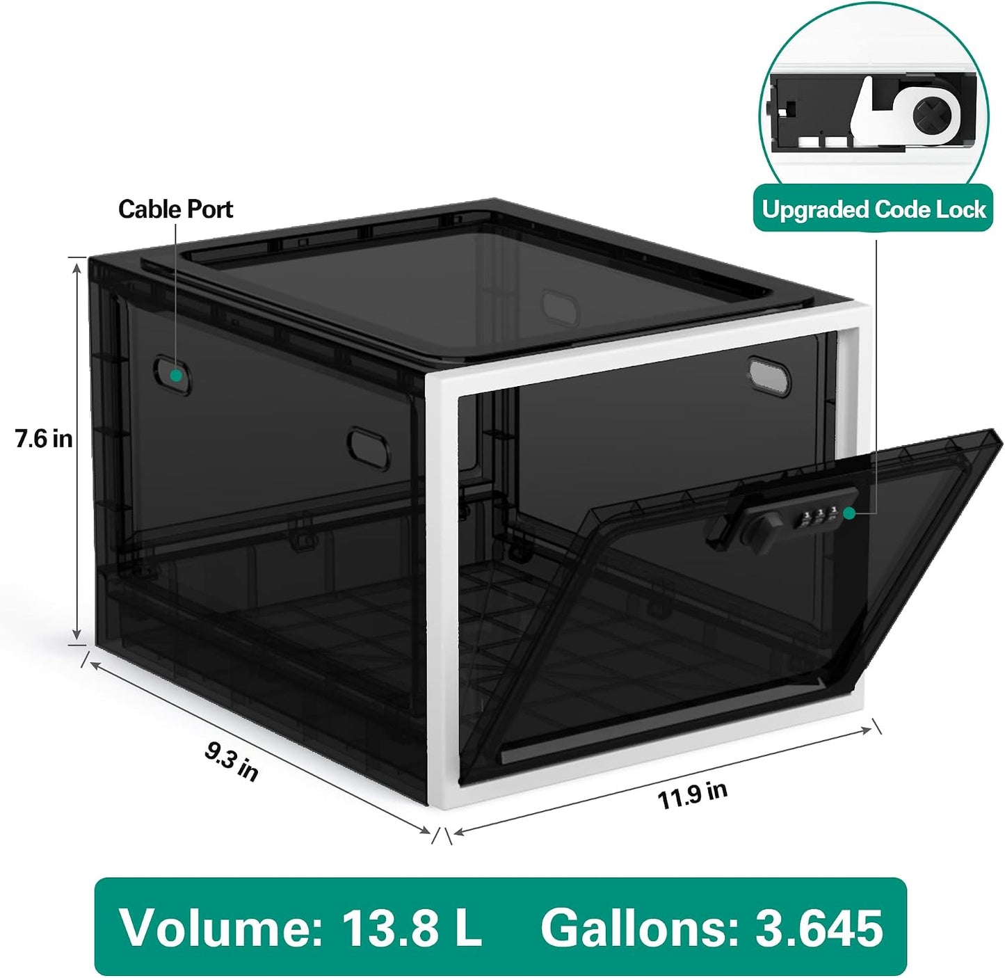 2 Pack Large Medication Lock Box, Lockable Medicine Storage Box for Medicine Safe/Phone/Refrigerator/Personal Items/Home/Office/Dorm, Black