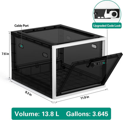 2 Pack Large Medication Lock Box, Lockable Medicine Storage Box for Medicine Safe/Phone/Refrigerator/Personal Items/Home/Office/Dorm, Black
