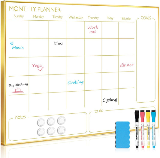 Dry Erase Calendar Whiteboard, 24''x18'', Monthly White Board Planner