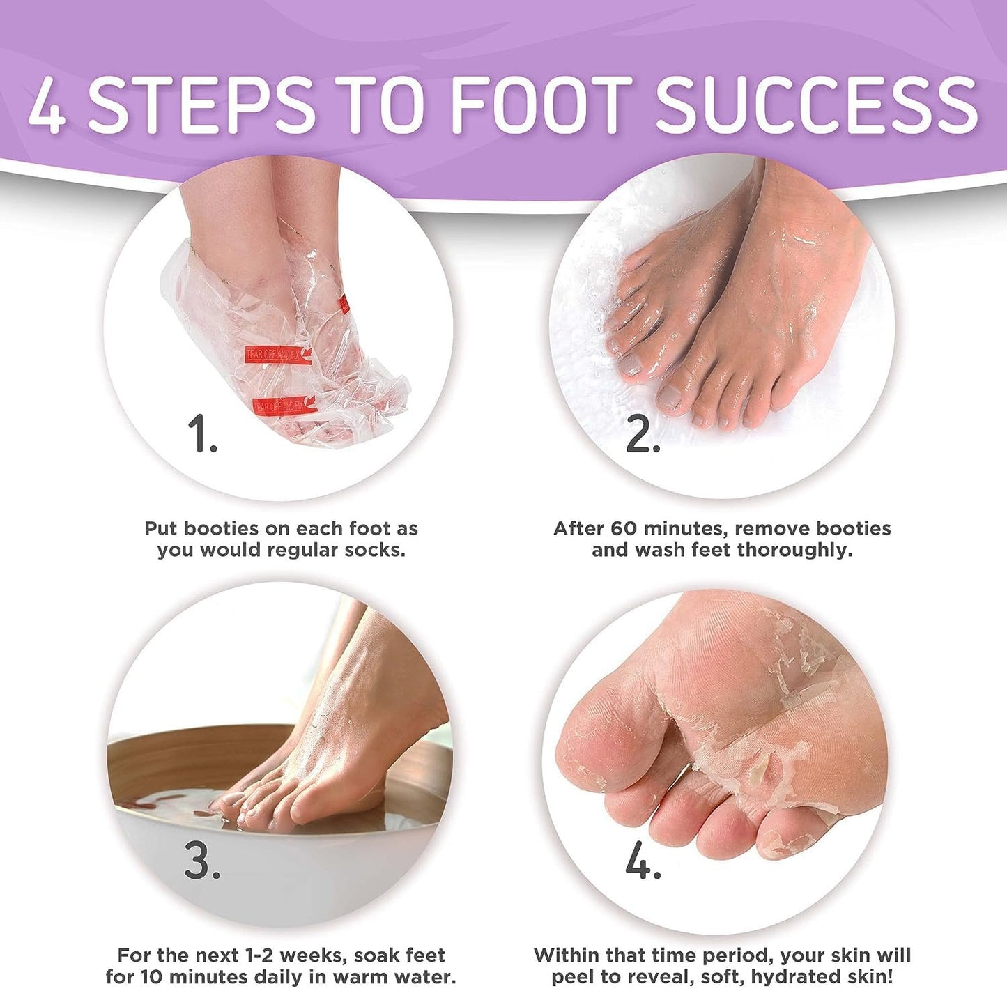Dermora Soft Touch Foot Peel Mask - Pack of 2 Feet Peeling Masks for Dry, Cracked Heels & Calluses - Exfoliating Foot Mask Peel for Baby Soft Skin (Original)