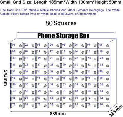 Acrylic Phone Storage, Wall-Mounted Charging Station, 40 Slots Pocket Holder for Mobile Phones, Compact Desk for Home & Office Use,80Slots