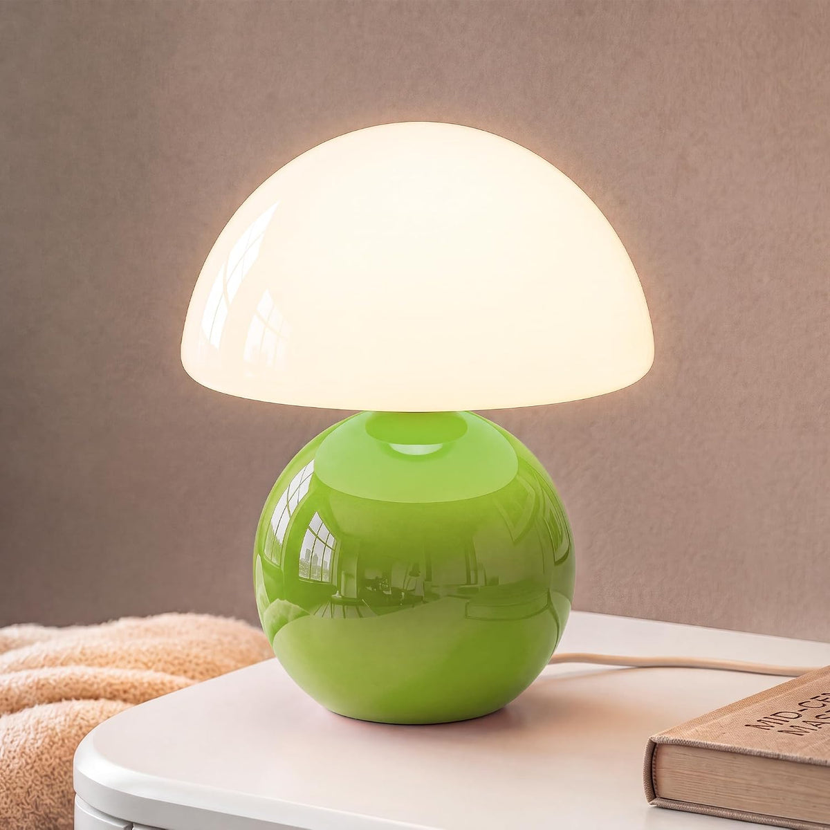 Dawnwake Mushroom Lamp Table Lamp for Bedroom-Small Desk Table Lamps,White