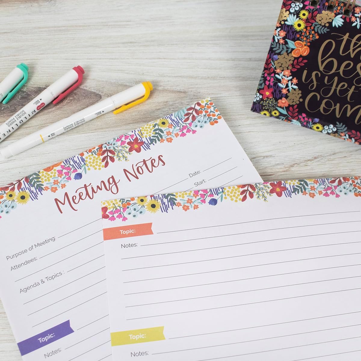 bloom daily planners Horizontal Weekly To Do List Notepad with 60 Undated Sheets - Weekly Desk Planner or Chore Pad with Priorities & Habit Tracker - 8.5” x 11” - Pastel