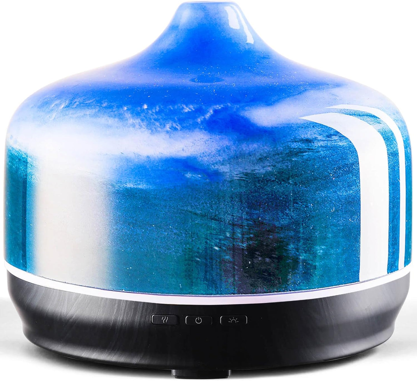 Porseme 500ml Glass Essential Oil Diffuser Aromatherapy Ultrasonic Cool Mist Humidifier 15-21 Running Hours Waterless Auto-Off Air Diffusers for Sleeping Yoga Working Spa(Light Blue)