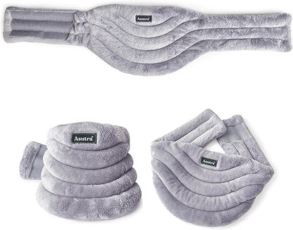 ASUTRA Weighted Neck Wrap, Plush Gray, Microwaveable Heating Pad for Neck and Shoulders, Hot and Cold Compress, Lavender Aromatherapy
