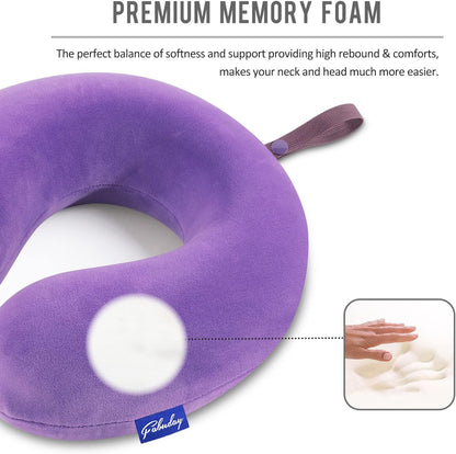 Travel Pillow Memory Foam for Airplanes - Neck Pillow for Traveling, Car, Home, Flight Pillow for Sleeping with Attachable Snap Strap Soft Washable Cover, Provide Head Neck Support Rest, Dark Gray