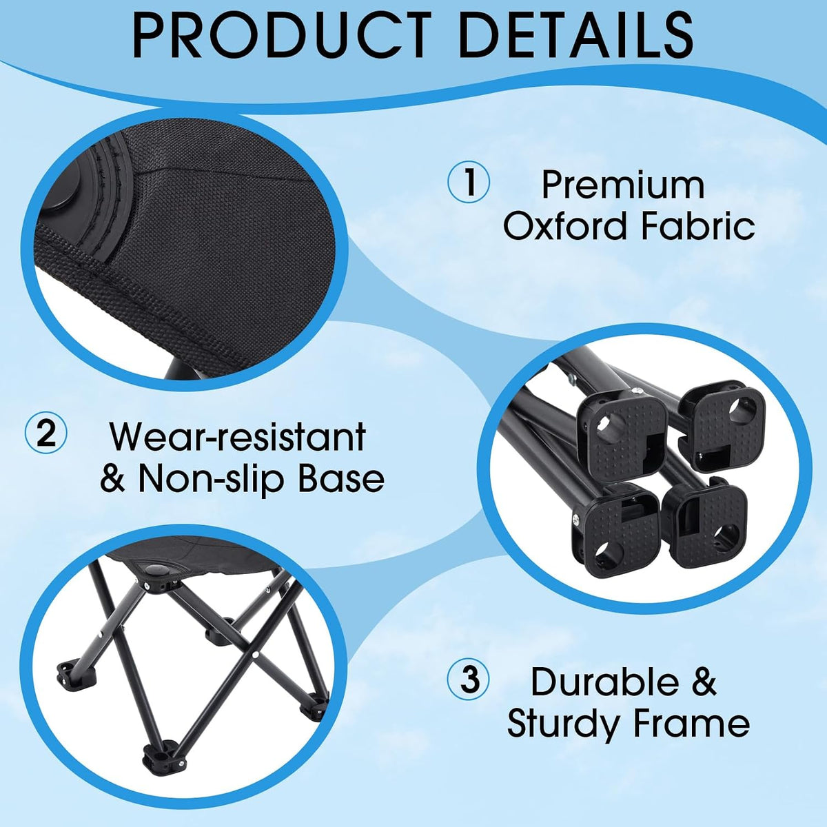 Ripeng 4 Pcs Portable Airplane Travel Foot Rest, Folding Camping Stool, Under Desk Foot Rest at Work for Long Flight, Home and Office Outdoor Hiking Fishing with Carry Bag (Black)