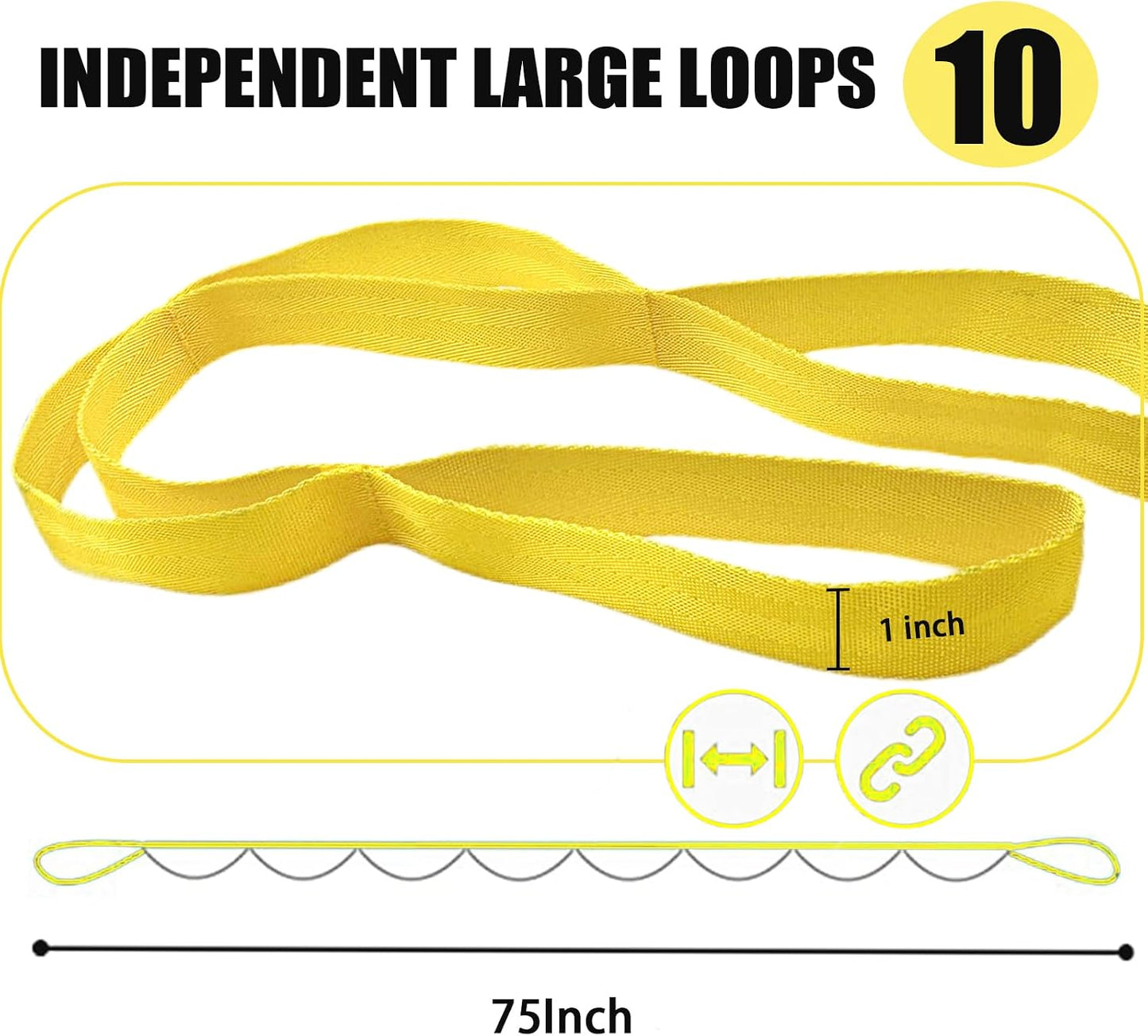 Stretching Strap Yoga Strap with Loops, Stretch Straps for Physical Therapy, Non-Elastic Exercise Strap for Pilates, Dance and Gymnastics with Workout Guide