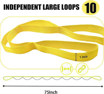 Stretching Strap Yoga Strap with Loops, Stretch Straps for Physical Therapy, Non-Elastic Exercise Strap for Pilates, Dance and Gymnastics with Workout Guide