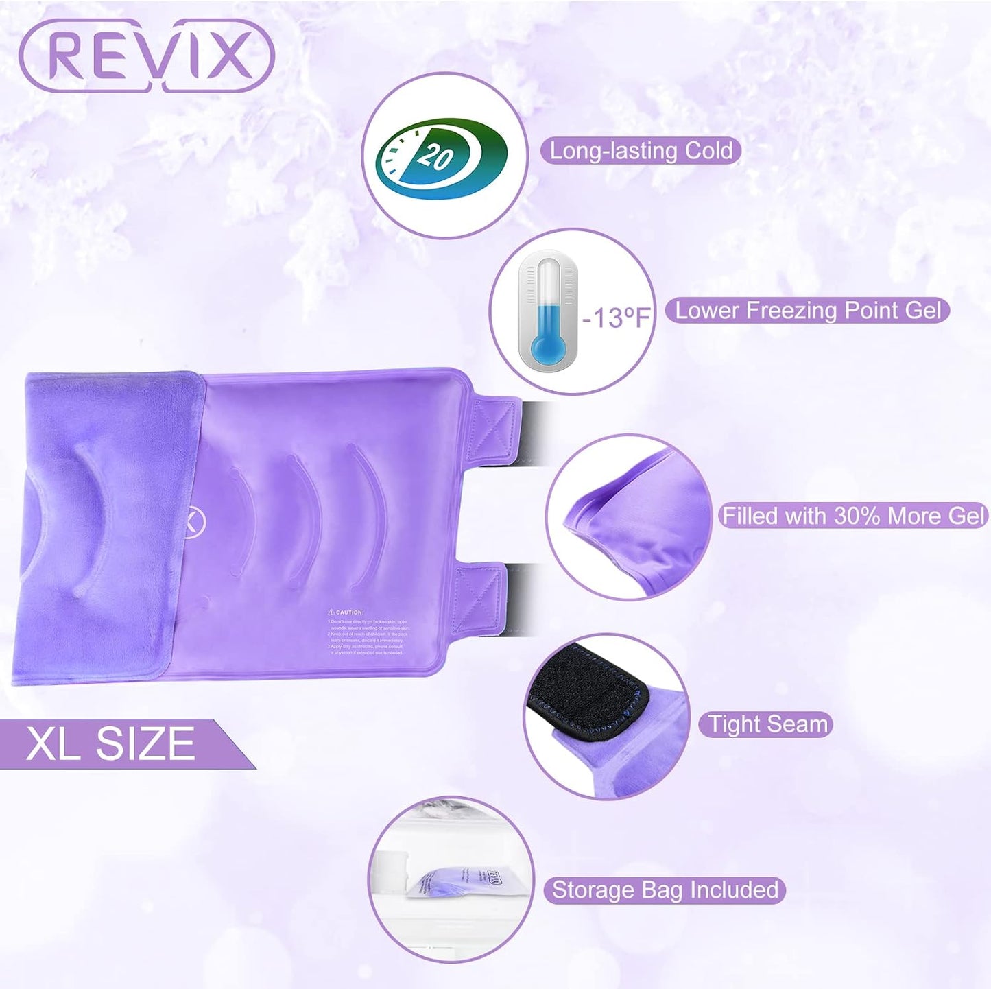 REVIX 19" Extra Large Knee Ice Pack Wrap Around Entire Knee, Reusable Gel Cold Pack for Discomfort and Post-Workout Fatigue, Cold Compress, Enhance Comfort and Recovery