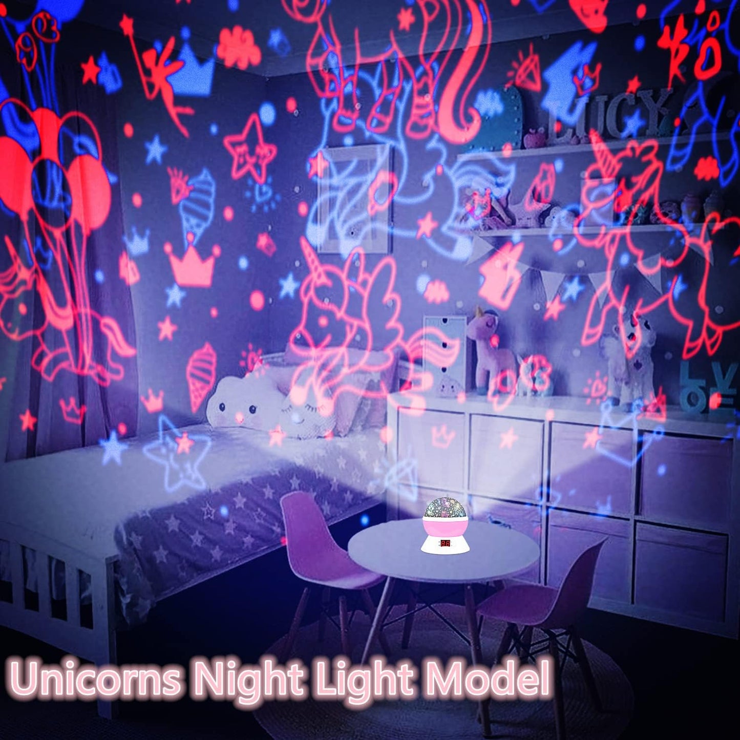 Kids Star Projector Night Light, Star Night Light Projector for Kids, Ceiling Stars Projection Lamp with Timer, 360° Rotating Night Light for Bedroom, Birthday Gift for 3 4 5 Year Old Girls Boys Black