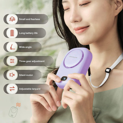AOCOOLFAN Portable Neck Fan, Mini Small Personal Handheld Fan USB Rechargeable 3 Speed for Girls Boys Woman Eyelash Travel Home Office Outdoor (White)