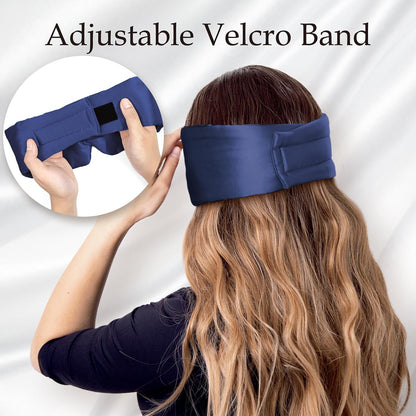 Zenssia 100% Mulberry Silk Sleep Mask Eye Mask for Man and Woman with Adjustable Headband, Full Size Large Sleep Mask & Blindfold for Total Blackout for All Night Sleep, Travel & Nap- Black