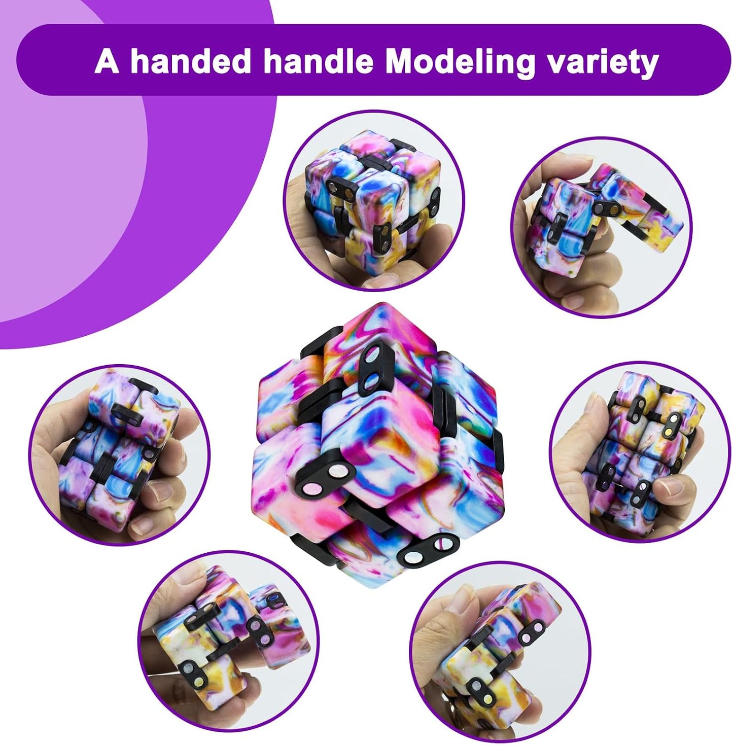 Infinity Cube Fidget Toy Stress Relieving Fidgeting Game for Kids and Adults,Cute Mini Unique Gadget for Anxiety Relief and Kill Time (Macaron Blue)